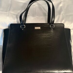 Kate Spade Bristol Drive Elissa Black Croc Embossed zip top tote